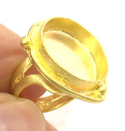 Adjustable Ring Blank, (20mm blank )  Gold Plated Brass G5379