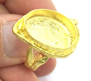 Adjustable Ring Blank, (18x13mm blank )  Gold Plated Brass G5380