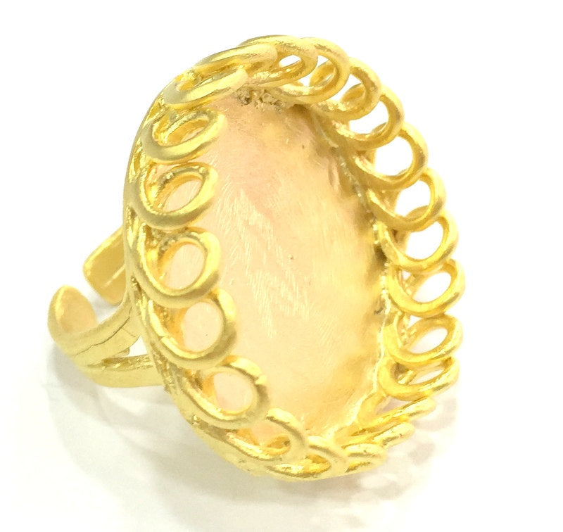 Adjustable Ring Blank, (27mm blank )  Gold Plated Brass G17500