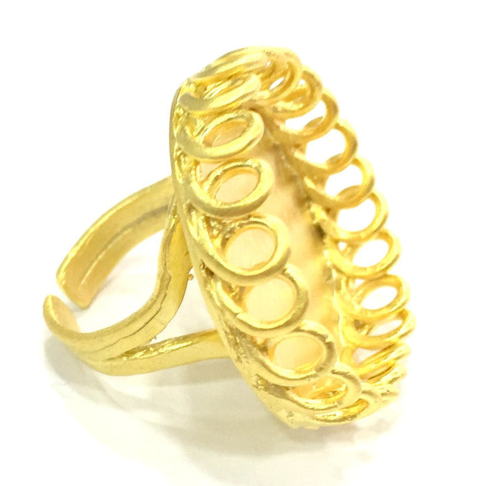 Adjustable Ring Blank, (27mm blank )  Gold Plated Brass G17500