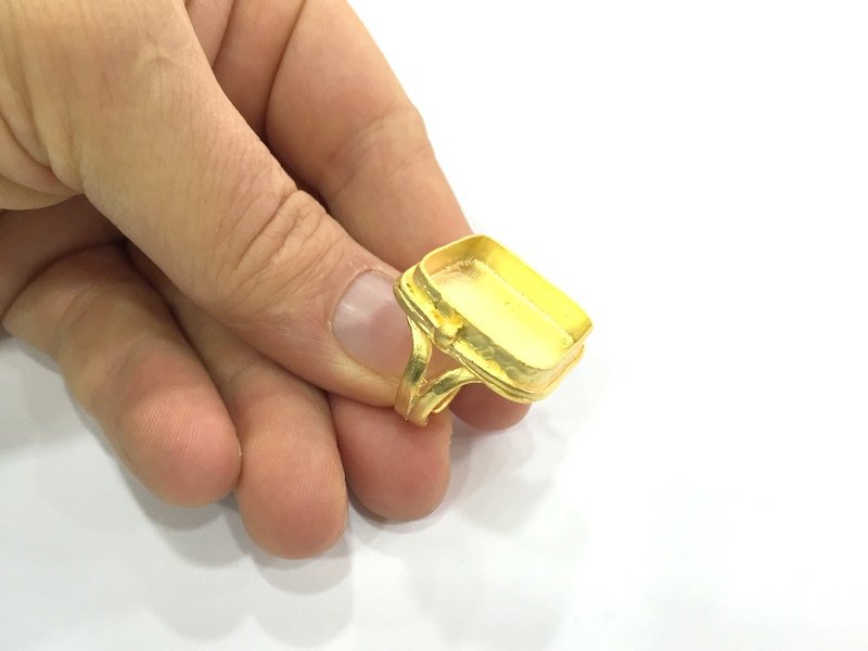 Adjustable Ring Blank, (20x20mm blank )  Gold Plated Brass G5383