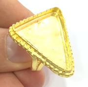 Gold Ring Settings Ring Blank Ring Bezel Base Cabochon Mountings Adjustable (35x30x30mm triangle blank )  Gold Plated Brass G5384