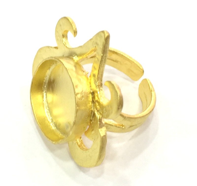 Adjustable Ring Blank, (16mm blank )  Gold Plated Brass G5385