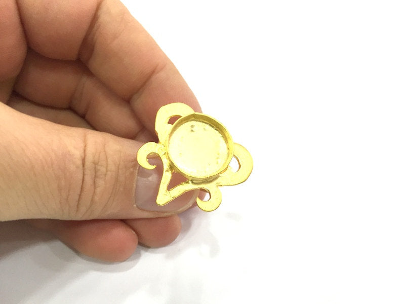 Adjustable Ring Blank, (16mm blank )  Gold Plated Brass G5385