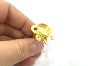 Adjustable Ring Blank, (16mm blank )  Gold Plated Brass G5385
