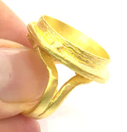 Gold Ring Blank Ring Settings Ring Bezel Base Cabochon Mountings Adjustable (20mm blank )  Gold Plated Brass G5394