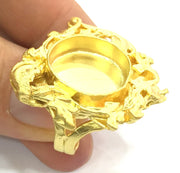 Adjustable Ring Blank, (16mm blank )  Gold Plated Brass G5398