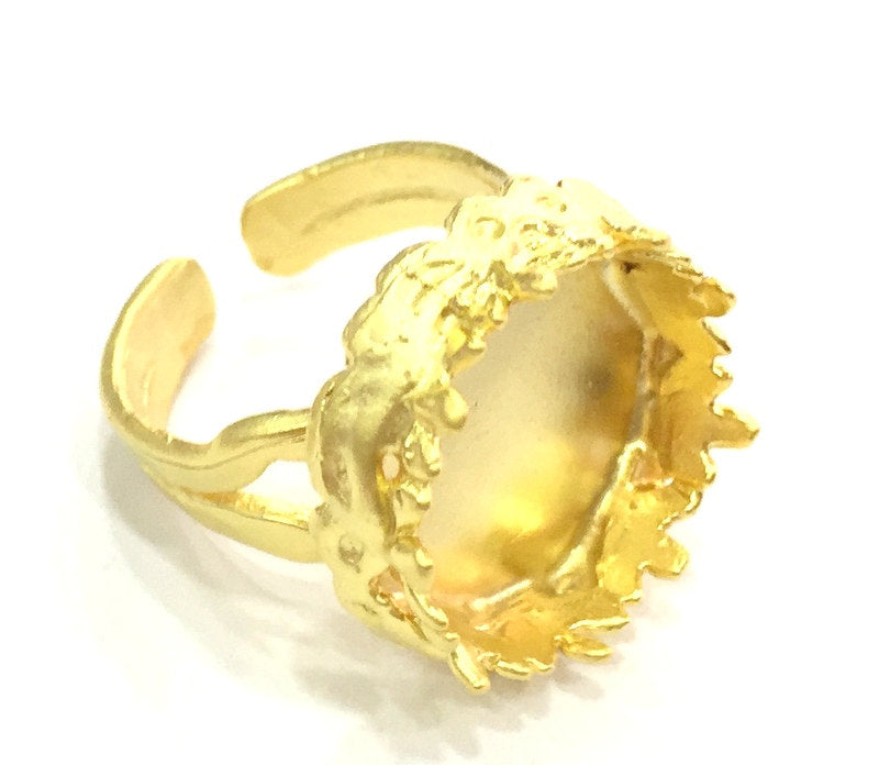 Adjustable Ring Blank, (16mm blank )  Gold Plated Brass G5403