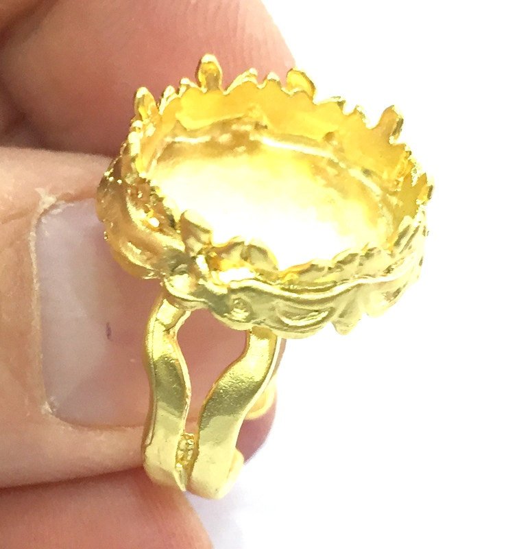 Adjustable Ring Blank, (16mm blank )  Gold Plated Brass G5403