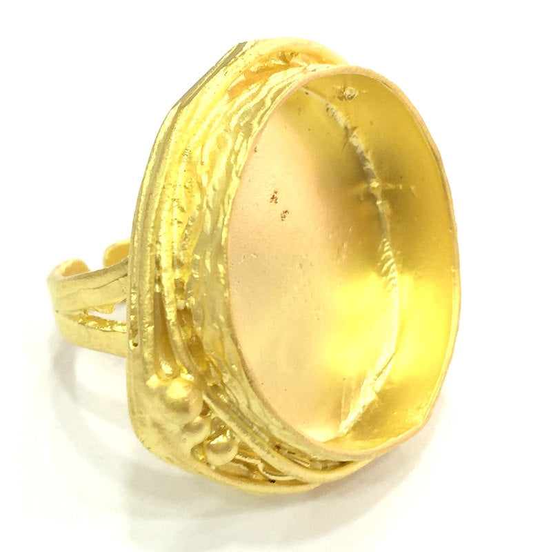 Adjustable Ring Blank, (25mm blank )  Gold Plated Brass G5404