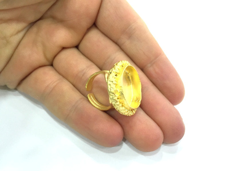 Adjustable Ring Blank, (20mm blank )  Gold Plated Brass G5405