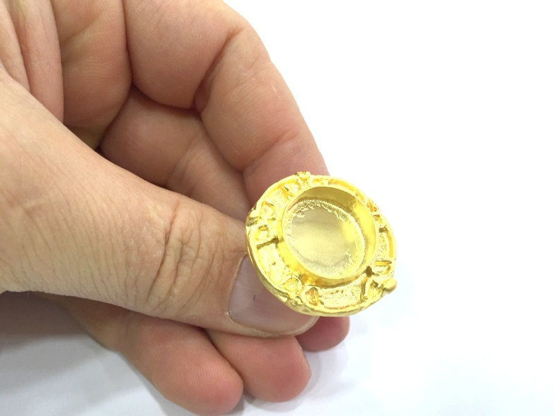 Adjustable Ring Blank, (16mm blank )  Gold Plated Brass G5409