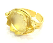 Adjustable Ring Blank, (15mm blank )  Gold Plated Brass G5410