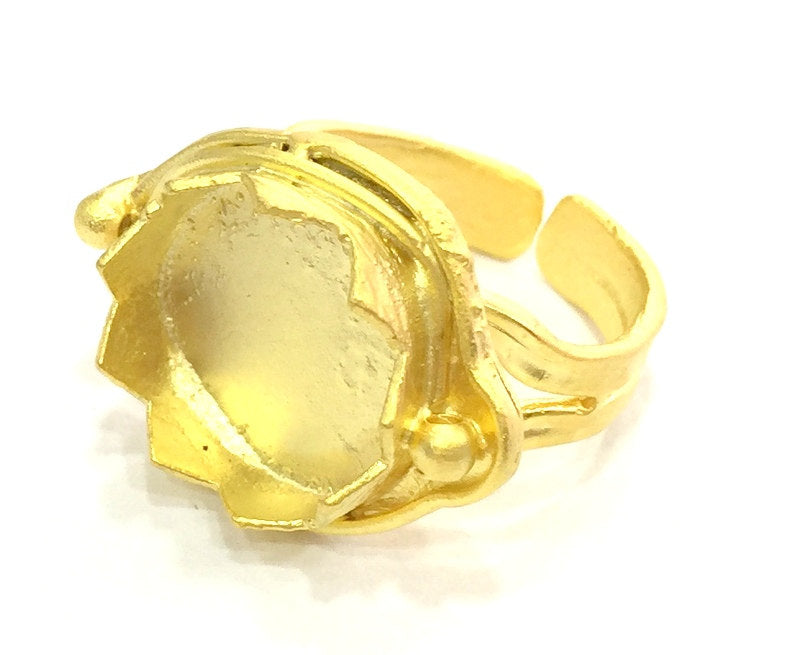 Adjustable Ring Blank, (15mm blank )  Gold Plated Brass G5410