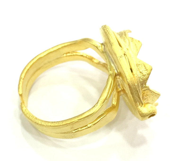 Adjustable Ring Blank, (15mm blank )  Gold Plated Brass G5410