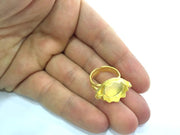 Adjustable Ring Blank, (15mm blank )  Gold Plated Brass G5410