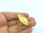 Ring Blank Bezel Setting , (25mm blank ) Adjustable Gold Plated Brass G5411