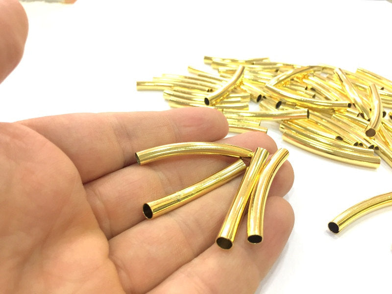 5 Pcs (40x5 mm) Gold Plated Brass  Tube , Findings G5418