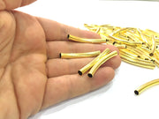 5 Pcs (40x5 mm) Gold Plated Brass  Tube , Findings G5418