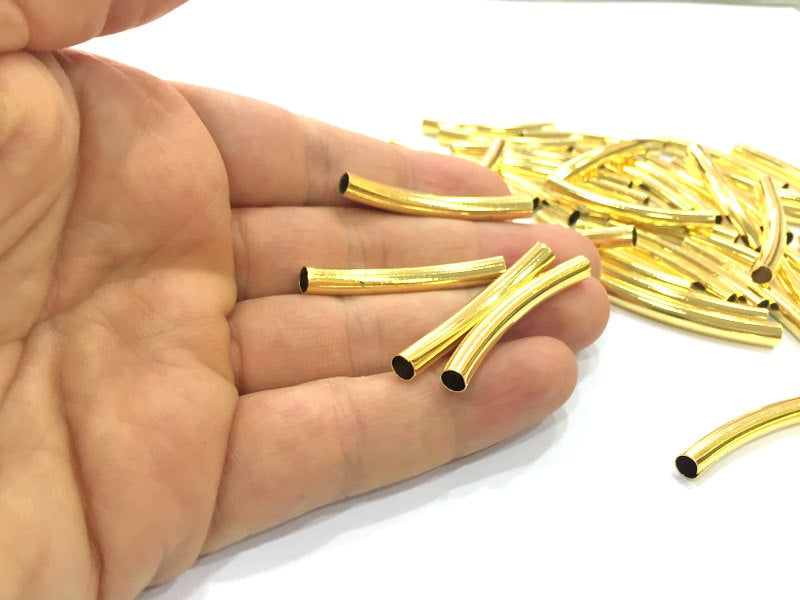 5 Pcs (40x5 mm) Gold Plated Brass  Tube , Findings G5418