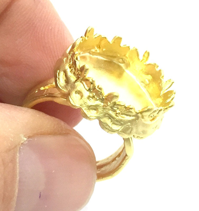 Adjustable Ring Blank, (16mm blank )  Gold Plated Brass G5403