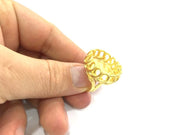 Gold Ring Blank Ring Settings Ring Bezel Base Cabochon Mountings Adjustable (20mm blank )  Gold Plated Brass G5408