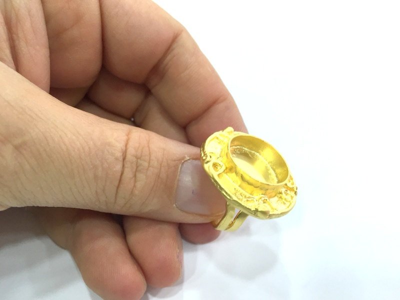 Adjustable Ring Blank, (16mm blank )  Gold Plated Brass G5409