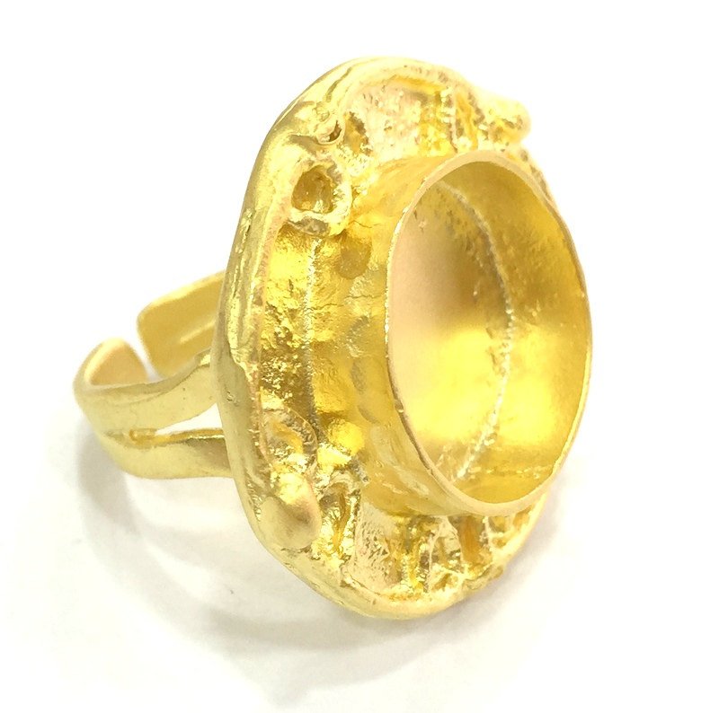 Adjustable Ring Blank, (16mm blank )  Gold Plated Brass G5409