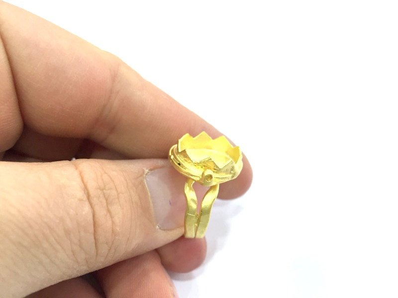 Adjustable Ring Blank, (15mm blank )  Gold Plated Brass G5410