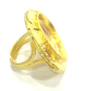 Ring Blank Bezel Setting , (25mm blank ) Adjustable Gold Plated Brass G5411