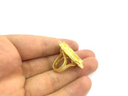 Ring Blank Bezel Setting , (25mm blank ) Adjustable Gold Plated Brass G5411