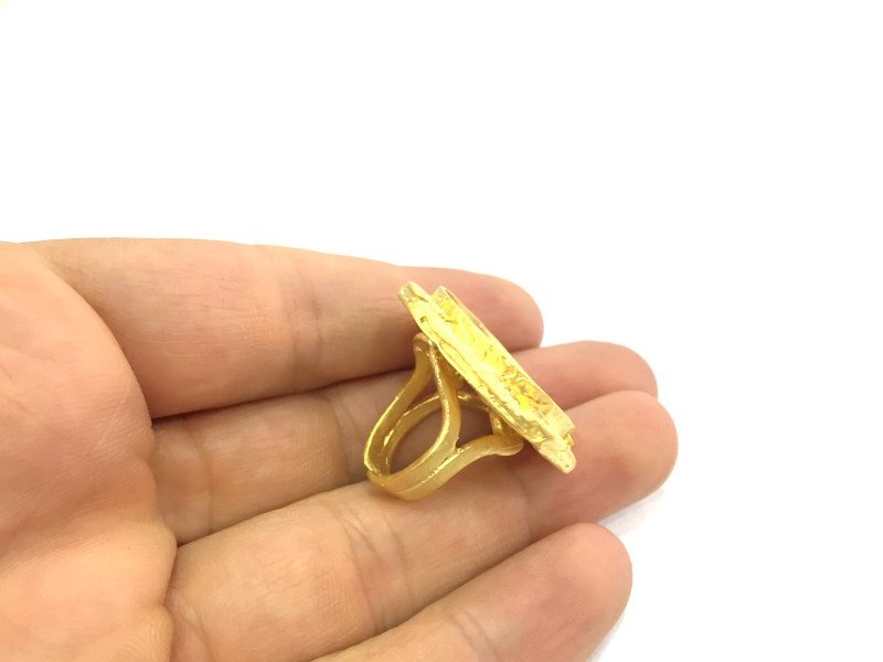 Ring Blank Bezel Setting , (25mm blank ) Adjustable Gold Plated Brass G5411