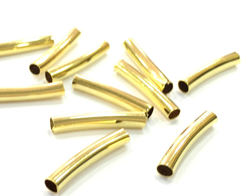 10 Tube Findings Gold Plated Brass Tube Findings (20x3 mm)  G5412