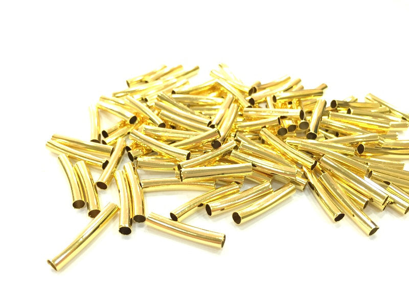 10 Tube Findings Gold Plated Brass Tube Findings (20x3 mm)  G5412