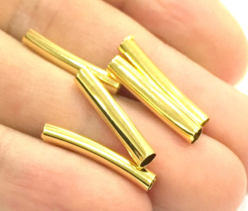 10 Tube Findings Gold Plated Brass Tube Findings (20x3 mm)  G5412