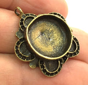 Antique Bronze Pendant Blank Base Setting Necklace Blank Mountings  Antique Bronze Brass  (16mm blank) , Mountings  G5456