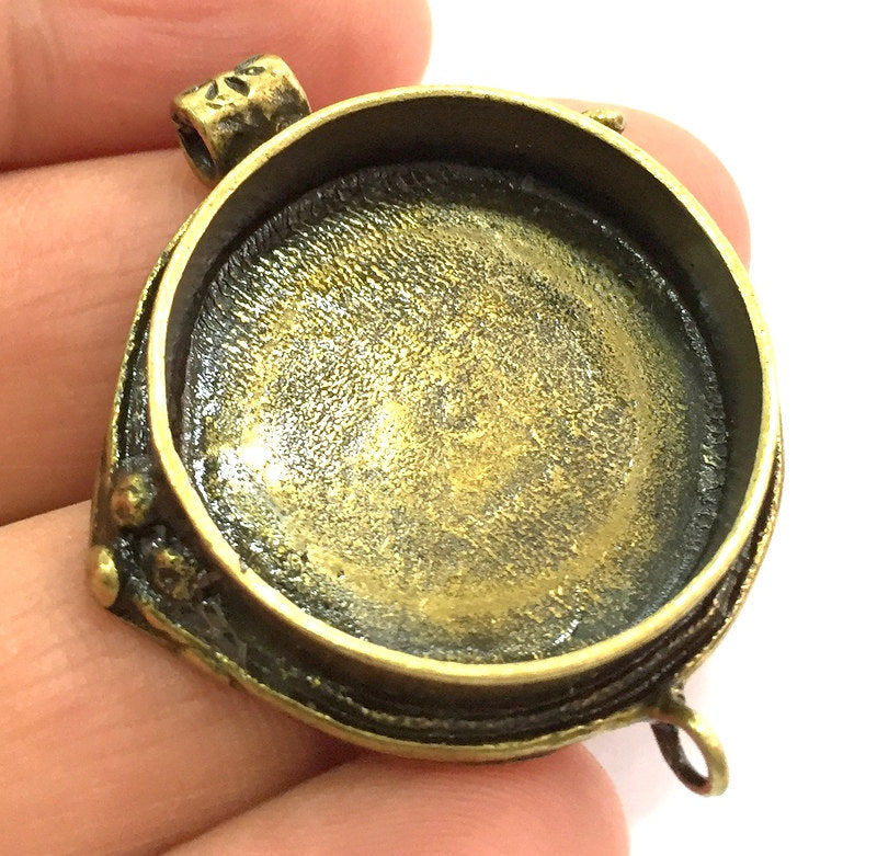 Antique Bronze Pendant Blank Base Setting Necklace Blank Mountings Antique Bronze Brass (30mm blank) , Mountings  G5461