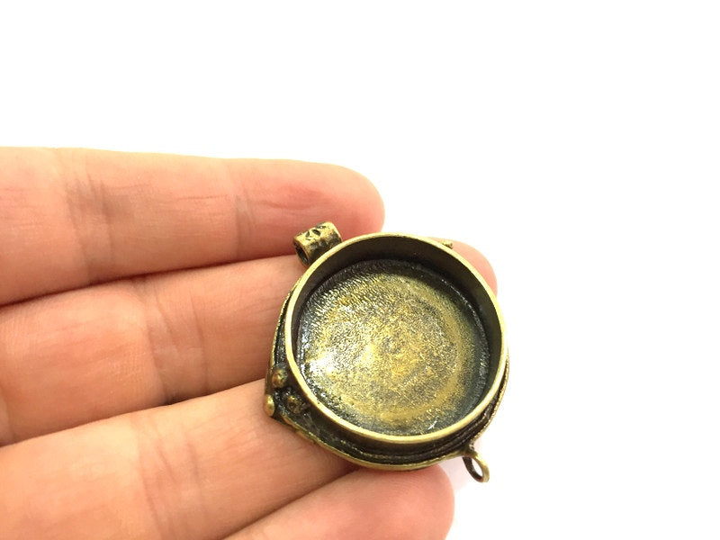 Antique Bronze Pendant Blank Base Setting Necklace Blank Mountings Antique Bronze Brass (30mm blank) , Mountings  G5461
