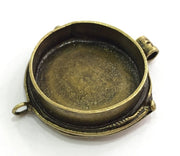 Antique Bronze Pendant Blank Base Setting Necklace Blank Mountings Antique Bronze Brass (30mm blank) , Mountings  G5461