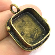Antique Bronze Brass Blank (20x20mm blank) , Mountings  G5437