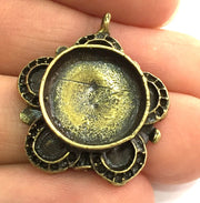 Antique Bronze Pendant Blank Base Setting Necklace Blank Mountings  Antique Bronze Brass  (16mm blank) , Mountings  G5456