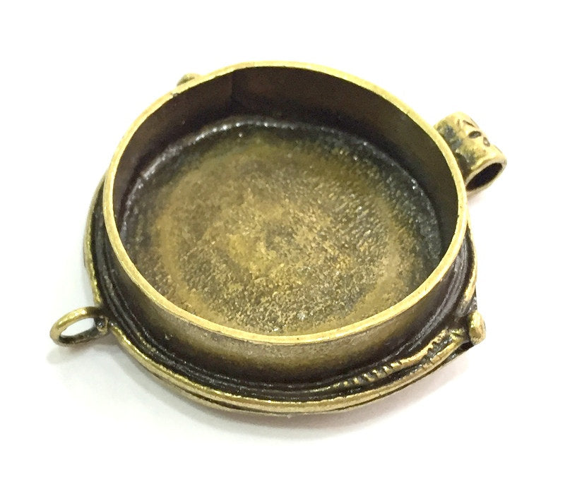 Antique Bronze Pendant Blank Base Setting Necklace Blank Mountings Antique Bronze Brass (30mm blank) , Mountings  G5461