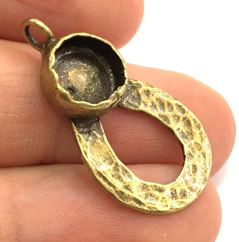 2 Pcs Antique Bronze Brass Blank (10mm blank) , Mountings  G5485