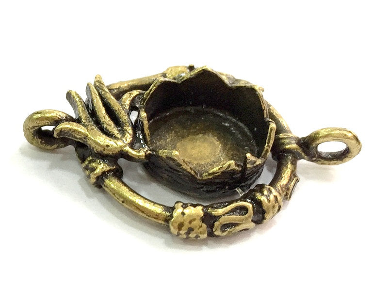 Antique Bronze Pendant Blank Base Setting Mountings  (10mm blank) Antique Bronze Brass G5501