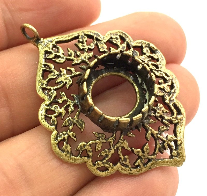 Antique Bronze Brass Blank (14mm blank) , Mountings  G5484