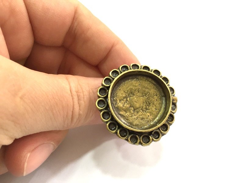 Adjustable Ring Blank, (25mm blank ) Antique Bronze Plated Brass G5509