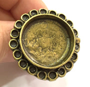 Adjustable Ring Blank, (25mm blank ) Antique Bronze Plated Brass G5509