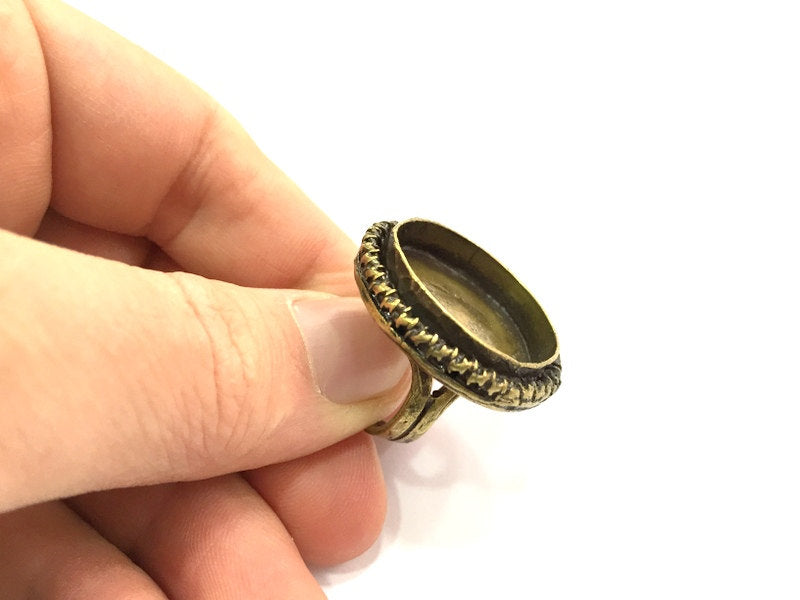 Adjustable Ring Blank, (25mm blank ) Antique Bronze Plated Brass G5511