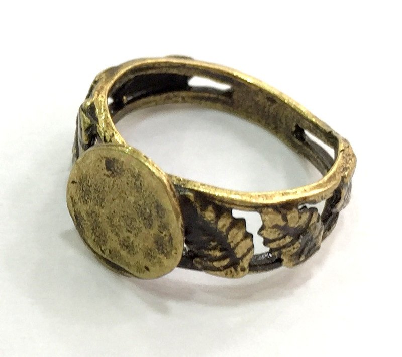 Adjustable Ring Blank, (10mm blank ) Antique Bronze Plated Brass G5513