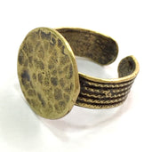 Adjustable Ring Blank, (15mm blank ) Antique Bronze Plated Brass G5518